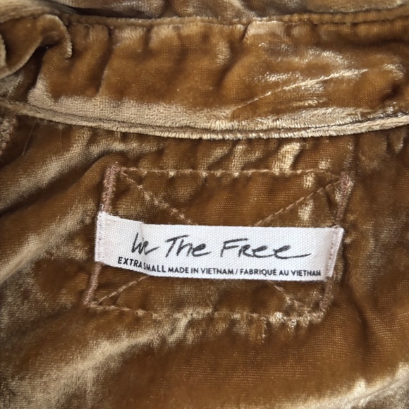 Gold Crushed Velvet Button Down - Picture 7 of 9